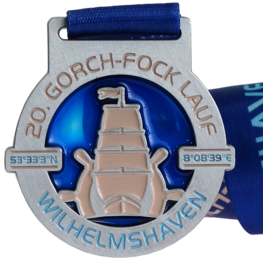 Buntglas-Effekt Medaille 20. Gorch-Fock Lauf Wilhelmshaven