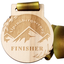 Öko-Medaillen Holzmedaillen Alpenüberquerung