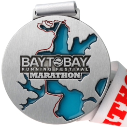 Buntglas-Effekt Medaille Bay to Bay Running Festival Marathon